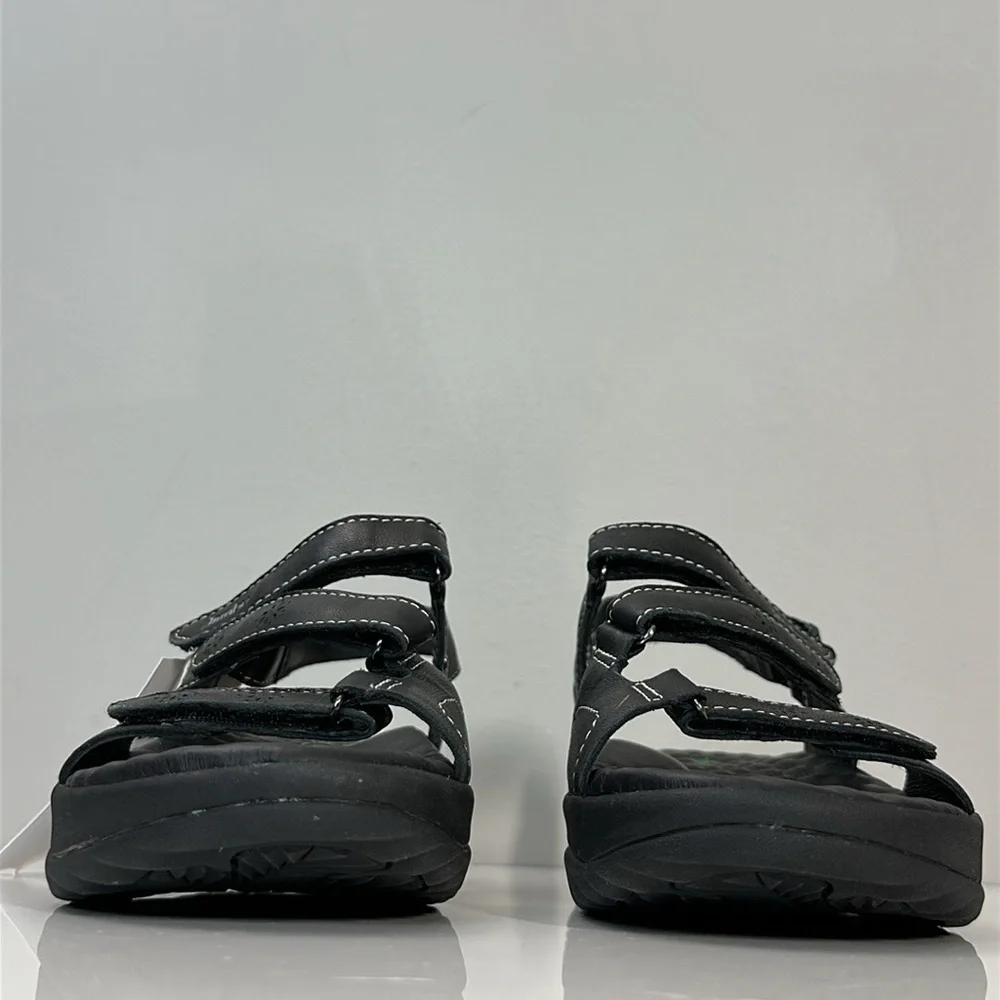 NWT Jambu Black Leather Ruby Relax Foam Sandals Size 9